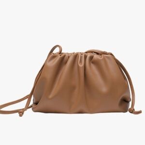 Soft Faux Leather Cloud Clutch / Crossbody – Brown | Like New